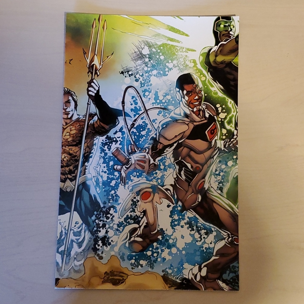 Cyborg being splashed by wave Print